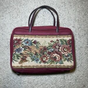 Vintage Floral Tapestry Maroon Bible Book Carry Bag